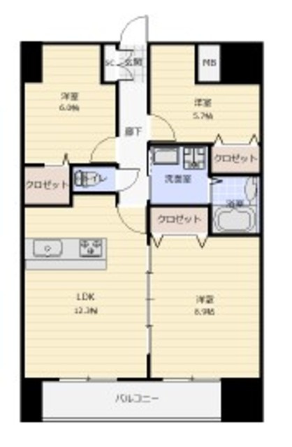 アークデュオ仙台苦竹の間取り