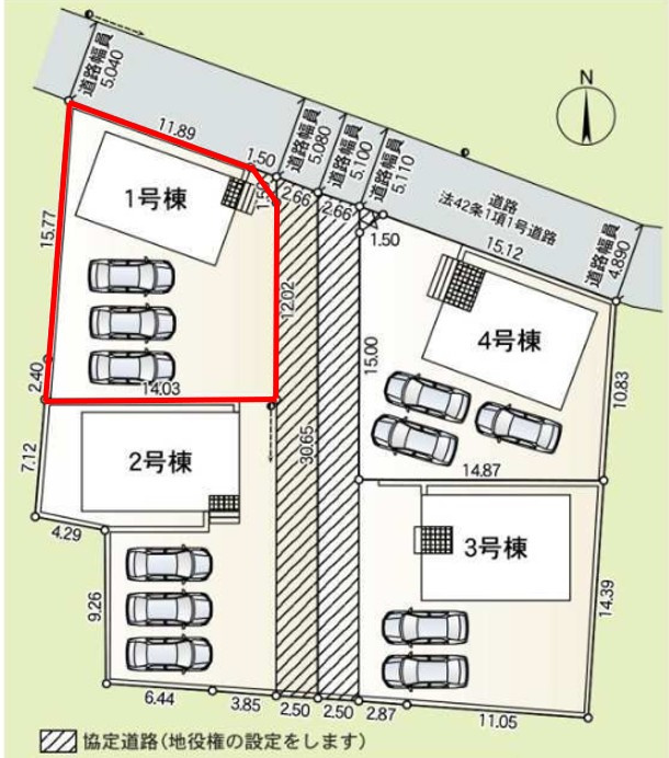 神川町熊野堂第１（全4棟）1号棟の区画図
