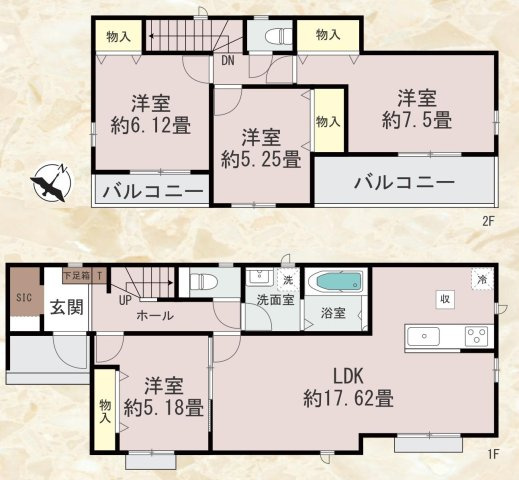 三郷市高州3丁目　新築戸建　全4棟　D号棟の間取り|■アウトドア用品やベビーカー置きに便利なSIC付