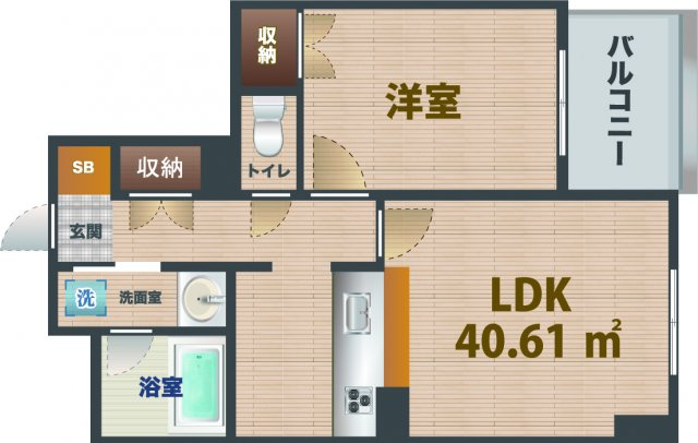 【間取り】 | エヴァーグリーン | 1LDKのお部屋です。