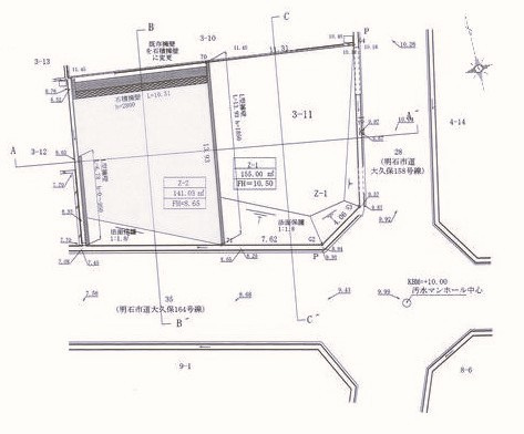 明石市大久保町高丘2丁目（全２）土地西側の土地図|西側の区画です。敷地約42.6坪です。
