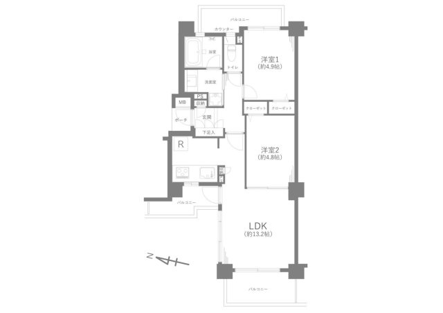 エクストール世田谷千歳の間取り|【Floor plan】
◆採光とと空間◆両面バルコニーが特徴の一室。リビングは明るく風通しの良い空間です。
わんちゃん、猫ちゃんと一緒に暮らせます。