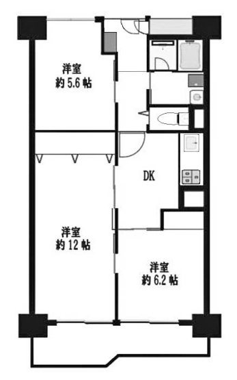【間取り】 | 桂川ハイツ2号館 | 専有面積66㎡