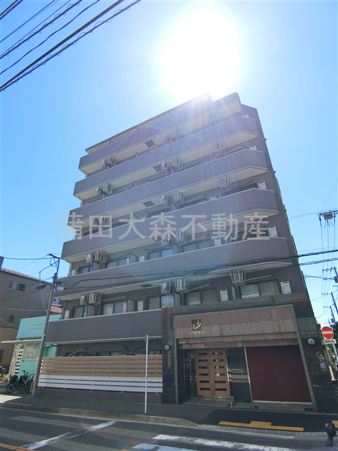 シンシア蒲田の外観|2000年3月築　RC鉄筋コンクリート造地上7階建て1K総戸数40戸の分譲賃貸マンション　東京都大田区東矢口3丁目　JR京浜東北線蒲田駅、東急多摩川線矢口渡駅、東急池上線蓮沼駅徒歩圏内！
