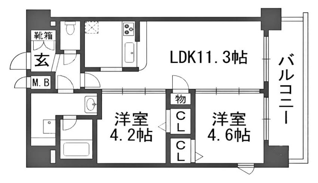 【間取り】 | プレサンスTHE KYOTO　華苑 | 専有面積47.2㎡　