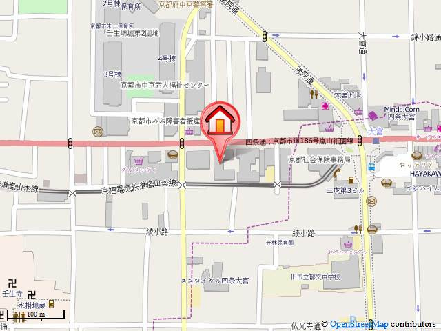 ドルミ四条大宮の地図|前面道路