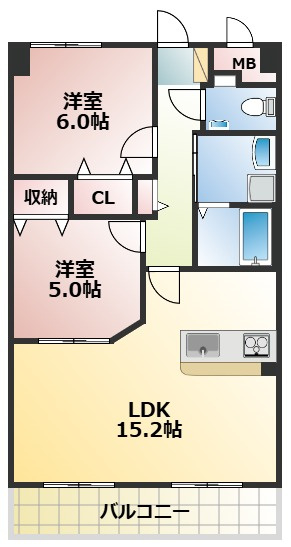 菊池郡大津町美咲野１丁目の賃貸マンションの間取り