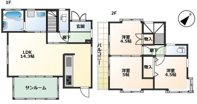 【間取り】 | 中古の戸建3LDKは、近隣との距離があり、騒音問題が起きにくいのがメリットです。2人又は3人家族にとって、丁度良い空間で、価格も経済的です。3部屋あることで寝室や書斎、子供部屋にすることも可能です。