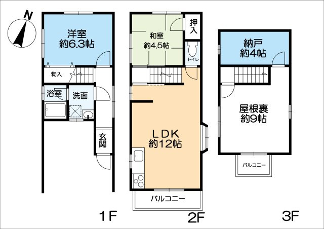 田中町3丁目　貸家の間取り