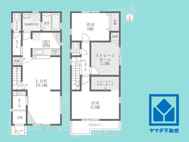尼崎市常松3期　3号棟の間取り|2SLDK、土地面積114.72平米、建物面積91.12平米、木造2階建。2026年4月上旬完成済み。