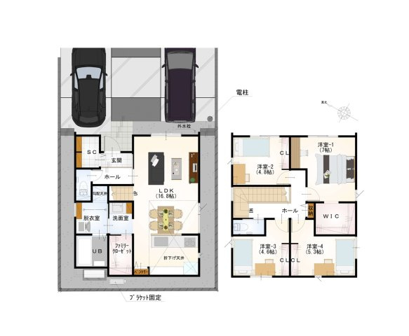 福岡市城南区長尾4丁目第3-6棟（4号棟）の間取り|全居室収納豊富で便利です。