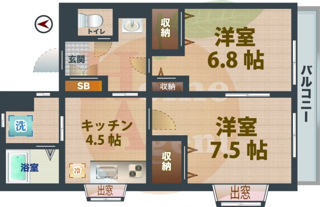 【間取り】 | ルナ | 2Kのお部屋です。