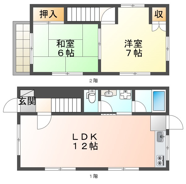 北舞子1丁目貸家の間取り