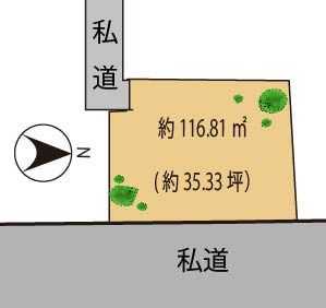 目黒区上目黒　建築条件なし売地の土地図