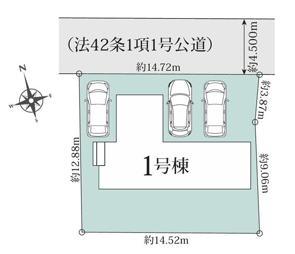 カースペース３台！来客があっても大丈夫♪すべてにおいて広々ゆとりある暮らし☆これぞ戸建！！これぞ住環境の良さ！！それが、『保土ケ谷区法泉３丁目』新築戸建の区画図