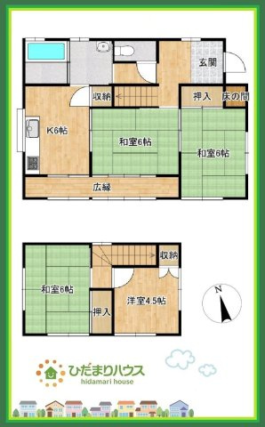 ひたちなか市大字東石川　中古戸建の間取り|たっぷりの陽光と心地よい風が舞い込む住まい♪