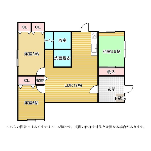 【安心の鉄筋カーポート2台分】最新トイレ＆エアコン完備！小城市小城町　3LDKの平屋住宅の間取り