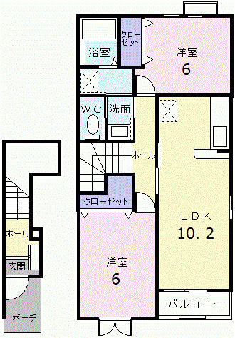 プランタンＢの間取り|間取図