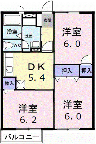 カサヴェルデ吉田Ⅱの間取り|間取図