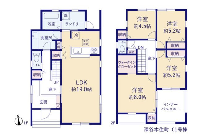 【間取り】 | 深谷市本住町　Livele Garden.s　新築戸建　全3棟　1号棟 | 1号棟