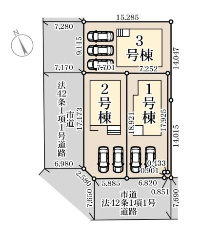 福岡市東区三苫2丁目第2-3棟（2号棟）の区画図|配置図（2号棟）