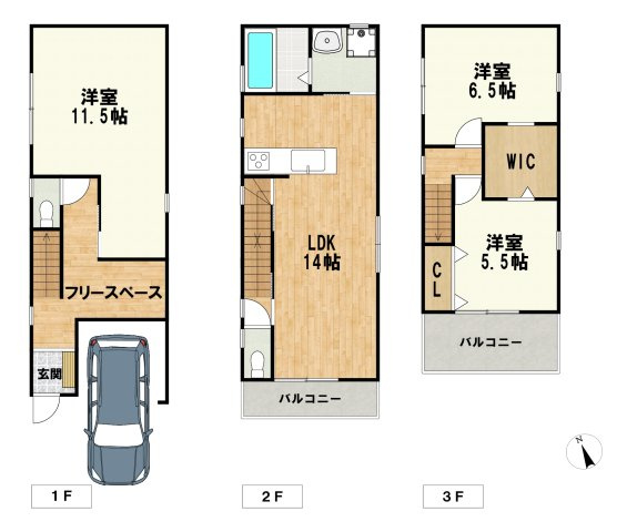 中古戸建　大阪市港区港晴2丁目の間取り
