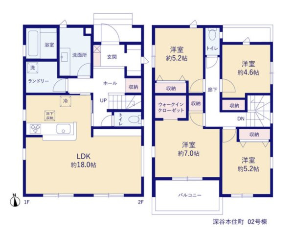 【間取り】 | 深谷市本住町　Livele Garden.s　新築戸建　全3棟　2号棟 | 2号棟