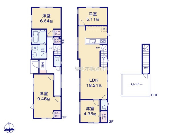 杉並区下高井戸1丁目 限定1棟の間取り|建物面積99.96m2の4LDK新築戸建。
家の中心でもあるLDKは18.21帖の開放感
シロアリ保証5年・地盤保証20年