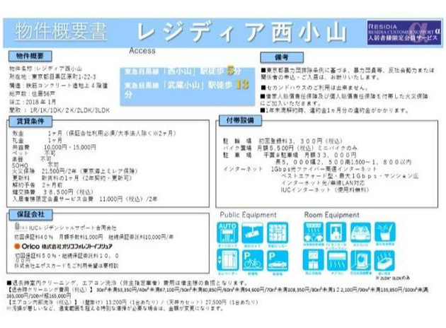 レジディア西小山のその他