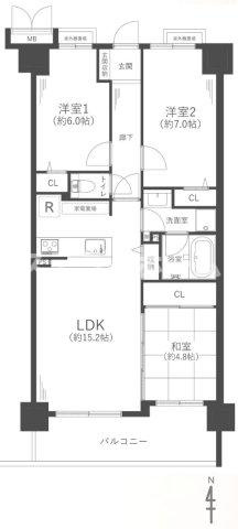 パレ千里壱号棟の間取り|3LDKの物件です