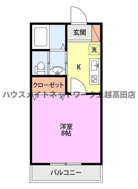 ＡＬＰＳの間取り|間取図（ＡＬＰＳ 102）1K