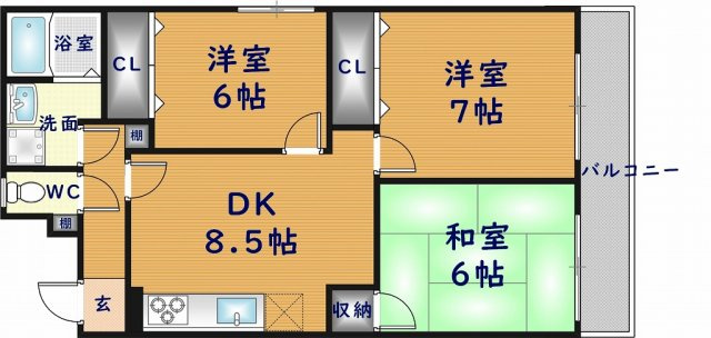 ニシシンヴィレッジA棟の間取り