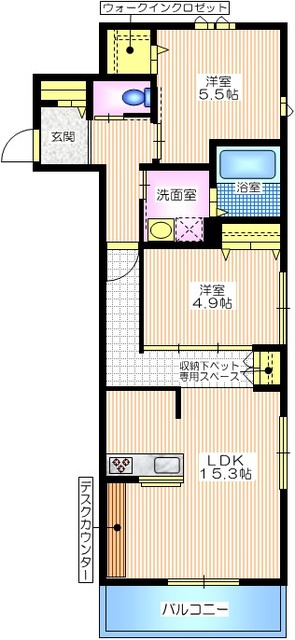 Ｗｅｌａ　由比ガ浜の間取り|最上階角部屋２面採光