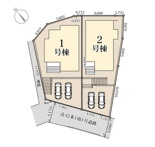 福岡市城南区樋井川1丁目第12-2棟（1号棟）の区画図|配置図（1号棟）