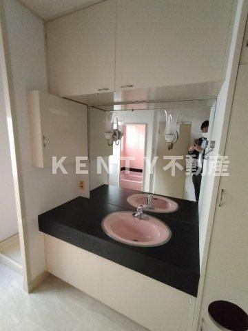 【独立洗面台】 | 西蒲田５丁目戸建 | 独立洗面台、小物を置くことができて便利です
