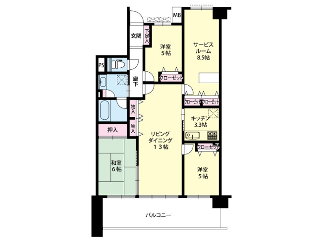 【間取り】 | デュオガーデン川口さくらの杜 | 専有面積86.66㎡(壁芯)　間取り3LDK＋S