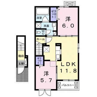 【間取り】 | グレイス松富Ⅱ