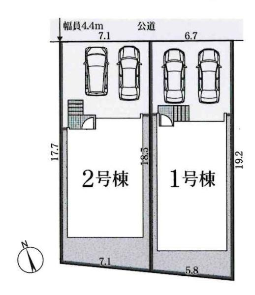 岡崎市矢作町第3　全2棟・2号棟の区画図