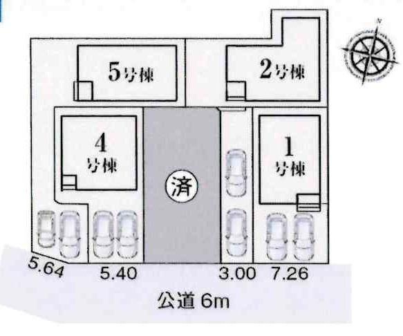 高浜市湯山町第5　全5棟・5号棟の区画図|5号棟です。