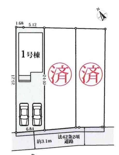 豊田市堤町　全3棟・1号棟の区画図|1号棟です。