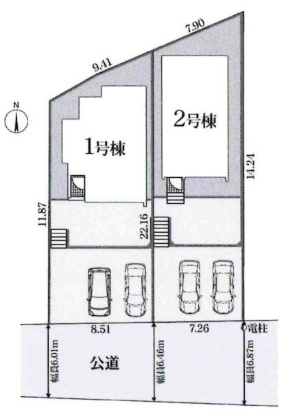 岡崎市伊賀町第2　全2棟・2号棟の区画図