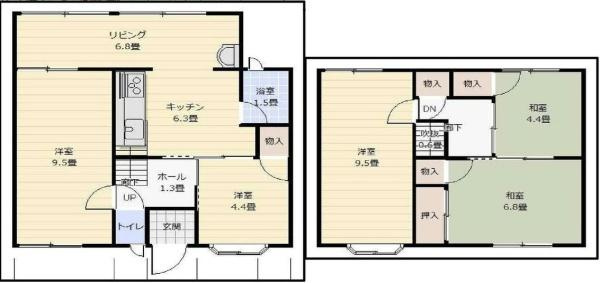 和歌山市六十谷　中古戸建の間取り