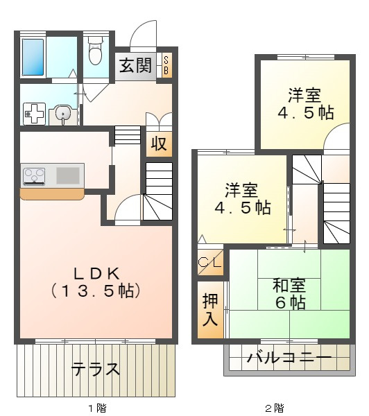 タウンハウス伊川谷の間取り|タウンハウス伊川谷