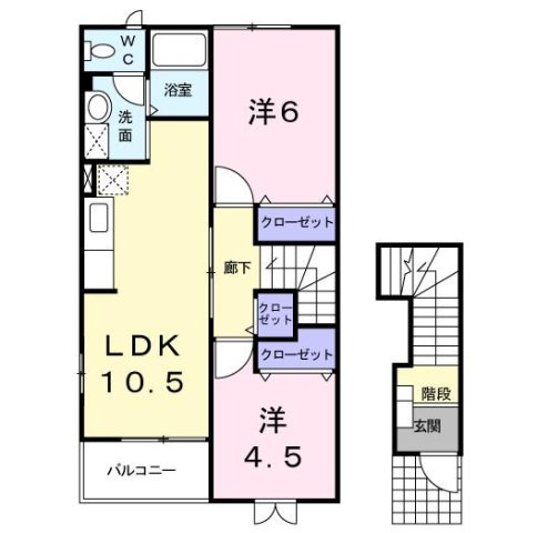 熊本市東区上南部３丁目のアパートの間取り