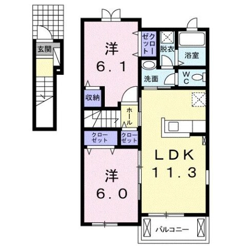 熊本市東区戸島１丁目のアパートの間取り