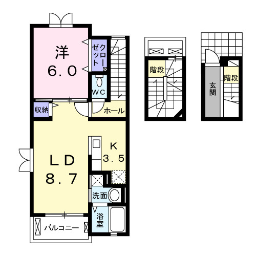 熊本市北区大窪３丁目のアパートの間取り