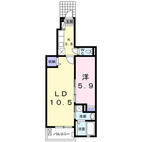 熊本市北区四方寄町のアパートの間取り