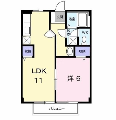 熊本市北区龍田６丁目のアパートの間取り