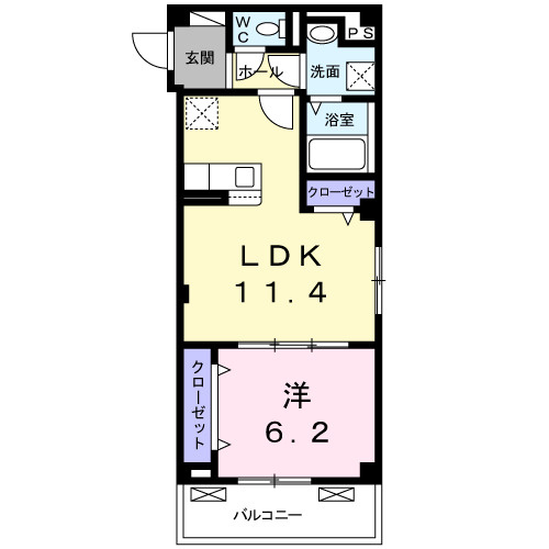 菊池郡菊陽町大字久保田の賃貸マンションの間取り