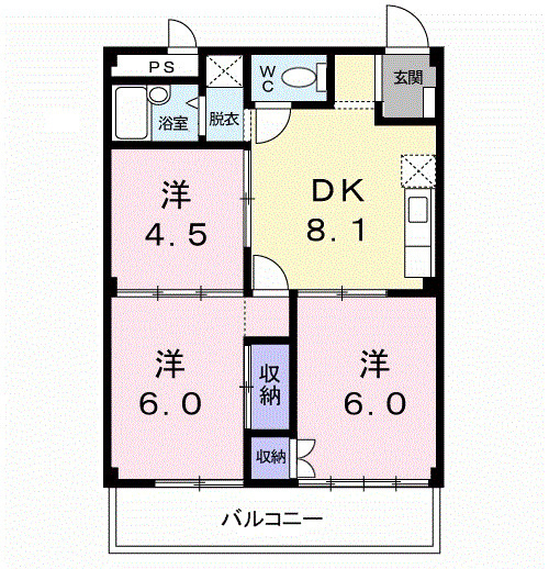 合志市須屋のアパートの間取り